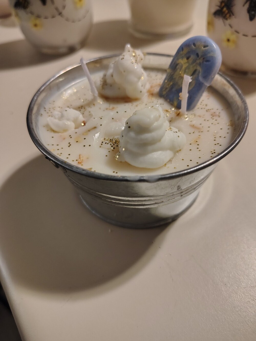 Hand-Poured Lemon Meringue Ice Cream Soy Candle with Whipped Wax Accents - Picture 5 of 5